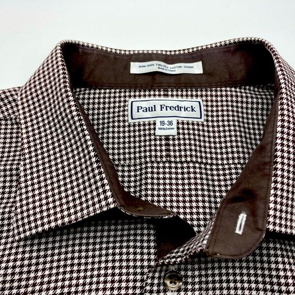 Paul Fredrick Non-Iron Houndstooth Men’s Shirt Size 19/36 - Picture 2 of 6